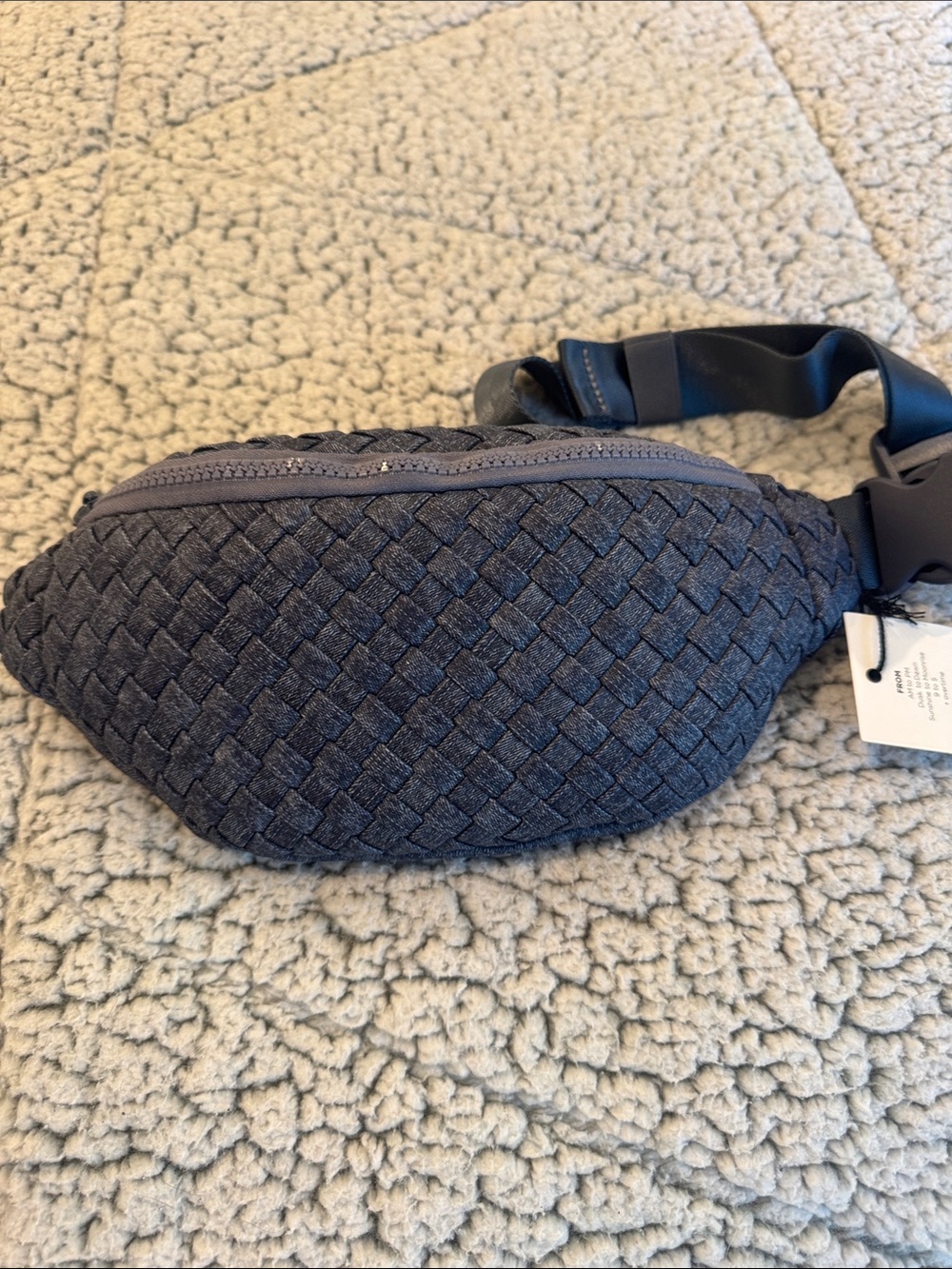 Woven Crossbody Belt Bag in Charcoal Gray